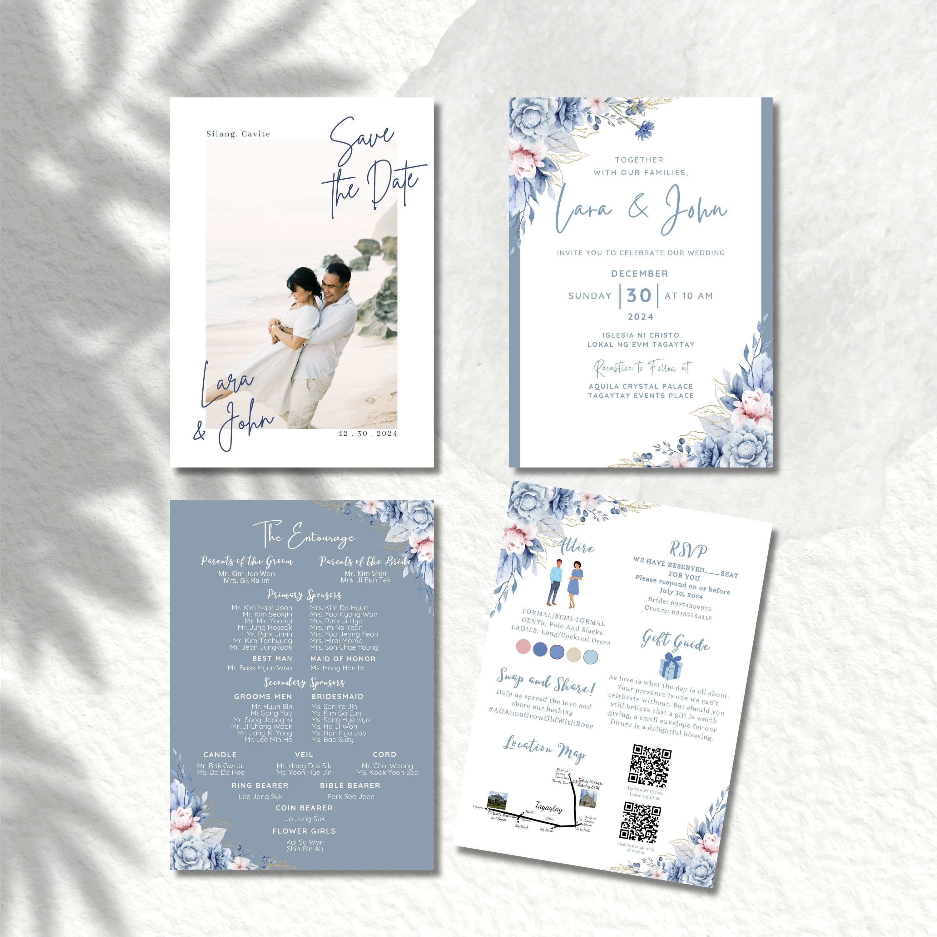 Dusty Blue Wedding Invitation Template v1